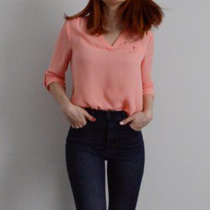 ❣️SOLD | Coral Woven Blouse with Pocket detail